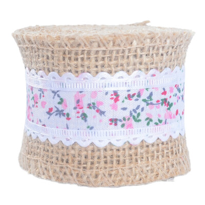 

Diy Vintage lace Printed Burlap Ribbon Roll Lace Decorative Hemp Rope Christmas Wedding Craft Lace Ribbon