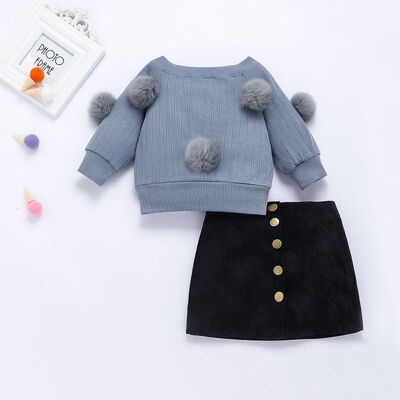 

Kids Girls Clothing Sets autumn winter New Baby Girls Clothes Long Sleeve Sweatershort skirt 2Pcs Children Clothes Suits