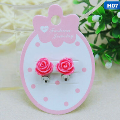 

2pcs Kawaii Fake Non-Piercing Rhinestone Clip-On Earrings Chic Baby Girls Gift