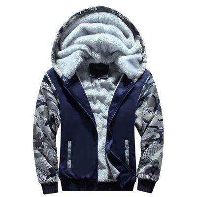 

Thickened Warm Male Hoodies Sweatshirts Mens Winter Inner Fleece Coat Pants for Men Casual Camo Zipper Hoodie Adult Tracksuit