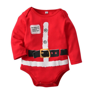 

Red Christmas Newborn Baby Rompers Baby Boy Girl Clothes Santa Long Sleeve Cartoon Cute Girl Jumpsuits Fashion Boy Rompers