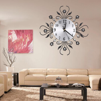 

Gobestart 3D Wall Clock Diamonds Non-Ticking Silent Dazzling Clock For Home Office