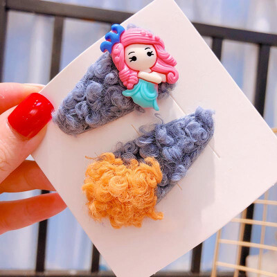 

Cute Kids Clips 0-8T Children Candy Color Cartoon Princess Imitation Plush Autumn Leather Hair Duckbill Clips 2 Pieces