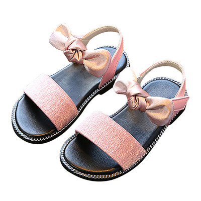 

Baby Spring Summer Leopard Print Bow Princess Girls Anti Slip Soft Sole Beach Casual Sandals Shoes