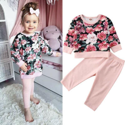 

AU Newborn Toddler Baby Girl Autumn Winter Outfit Floral Top Long Pant Tracksuit