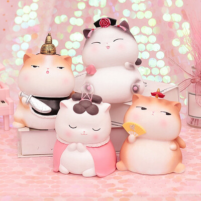 

Palace Style Cats Piggy Bank Cute Miniature Resin Piggy Bank Ornaments Gift Crafts Home Decorative Ornaments