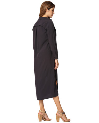 

New Fashion Women Shirt Dress Turn Down Collar Long Sleeve Buttons Pockets Casual Loose One-piece