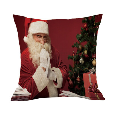 

Tailored Happy Christmas Pillow Cases Linen Sofa Cushion Cover Home Decor Pillow Core