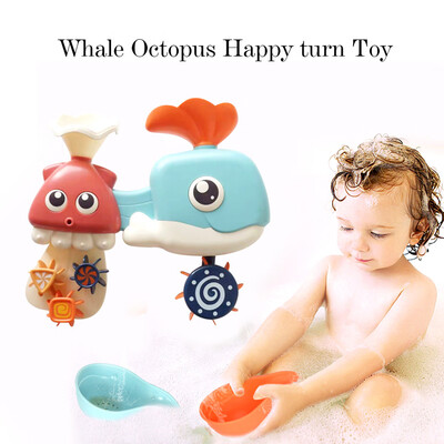 

YIWULABaby Kids Bath Toys Whale Waterwheel Shower Spray Water Bathtub Bathroom Toy
