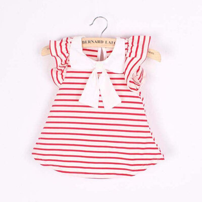 

0-18M Baby Girl Dress Girl Summer Cotton Striped Bow Dress Infant Clothing 1 Year Birthday Dress for Kids