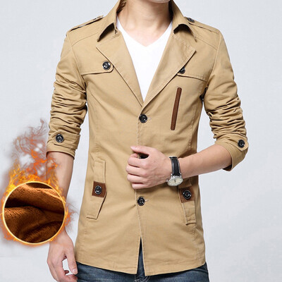 

Toponeto Mens Autumn Winter Casual Fashion Pure Color Jacket Button Outwear Coat Tops
