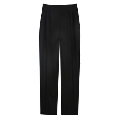 

Plus Size Pants Zipper Fly Closure Simple Casual Women Solid Black Straight Pants Fashion Loose Pockets Decoration