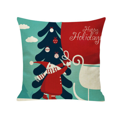 

Gobestart New Christmas Cotton Linen Pillow Case Sofa Cushion Cover Home Decor