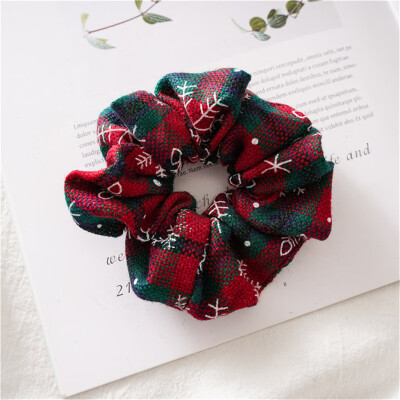 

Gobestart Pure Cotton Fabric Hairring Christmas Snowflake Stripe Hair Rope Multicoloured