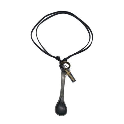 

Fashion Leather Accessories Leather Necklace Personality Soup Spoon Leather Necklace