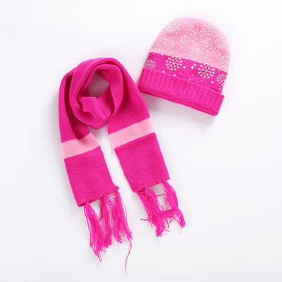 

Autumn Winter Infant Baby Kids Boys Girls Acrylic Two-piece Hat Casual Christmas Snowflake Pattern Children HatScarf Warm Sets