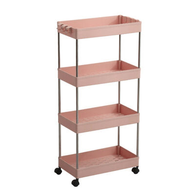

34 Layer Refrigerator Space Stroller Kitchen Bathroom Interspace Rack Holder with Roller Shelves Movable Storage Rack
