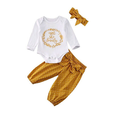 

Newborn Baby Girls Romper Jumpsuit Bodysuit Pants Headband Clothes Outfits