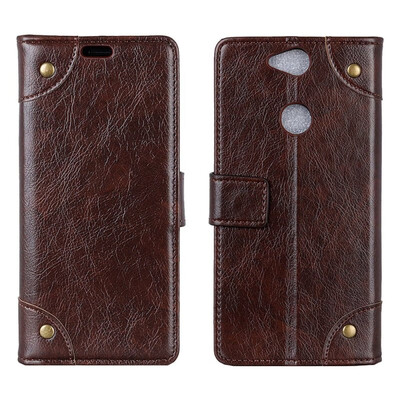 

MOONCASE Sony Xperia L2 Copper Buckle Napa Leather Case - Coffee