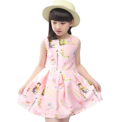 

Summer Girl Dress Children Cotton Sleeveless Dresses Cartoon Print Kids Dress for Girls Fashion Girls Clothing Princess Pageant