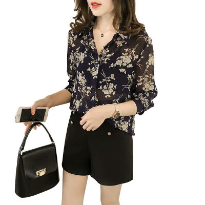 

EFINNY Work Office Button Up Blouse Women Shirt Top Womens Tops&Blouses Plus Size  Long Sleeve Autumn Floral Blouse