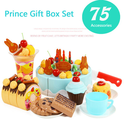 

Tailored 75Pcs Pretend Role Play Fashion Toy Birthday Cake Food Cutting Set Kids