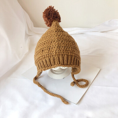 

Autumn Baby Girls Boys Hat Toddler Solid Pattern Hats With Ball Design Casual Caps Headwear Hats