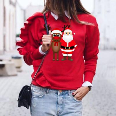 

Gobestart Women Xmas Christmas Deer Long Sleeve Sweatshirt Pullover Shirt Tops Blouse