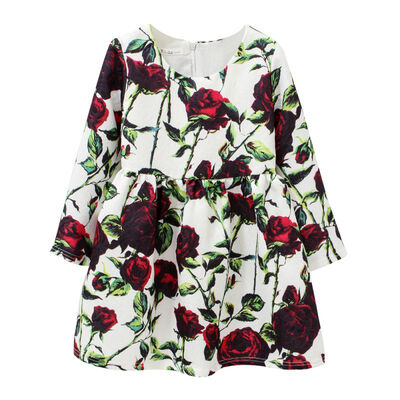 

KACAKID Rose Princess Dress Cute Flowers Princess Full sleeve Dress Children 1-12T