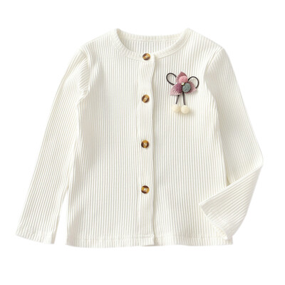 

Children Kids Autumn Baby Girl Cardigan With Floral Design Knitted Cotton Casual Outerwear T-shirt Clothes