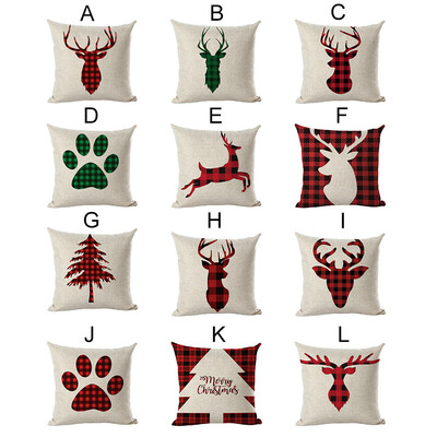 

Siaonvr Merry Christmas Pillow Cases Linen Sofa Cushion Cover Home Decor Pillow Core
