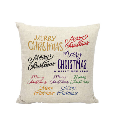 

Tailored Happy Christmas Pillow Cases Linen Sofa Cushion Cover Home Decor Pillow Case