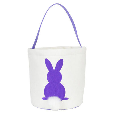 

Happy Easter Canvas Bunny Bag Kids Gift Basket Party Rabbit Egg Pouch Decoration