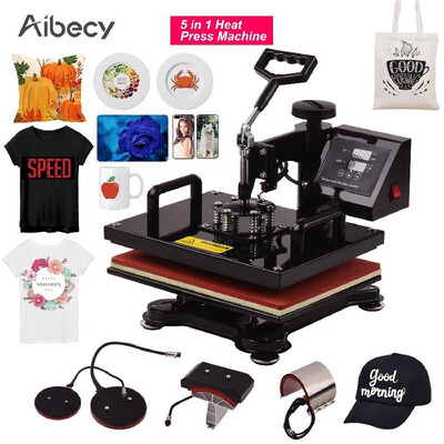 

Aibecy 12 15 Inch Combo Heat Press Machine 5 in 1 Sublimation Heat Transfer Multifunction Machine 360-degree Rotation for T-shir