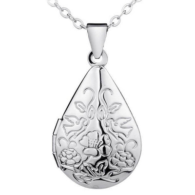 

Pendant Necklace New Fashion 925 Sterling Silver Locket Box Photo Frame Pendant Necklace Chain Charm Jewelry