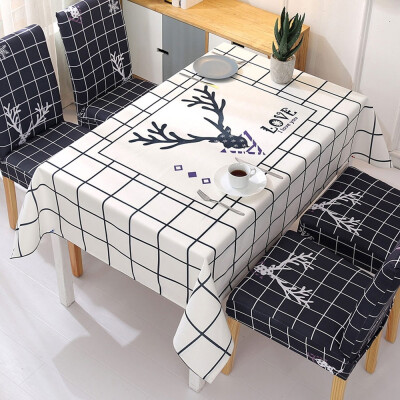 

LOVE Elk Cotton Linen Table Cloth Cover Kitchen Dining Room Tableware Slipcover Waterproof