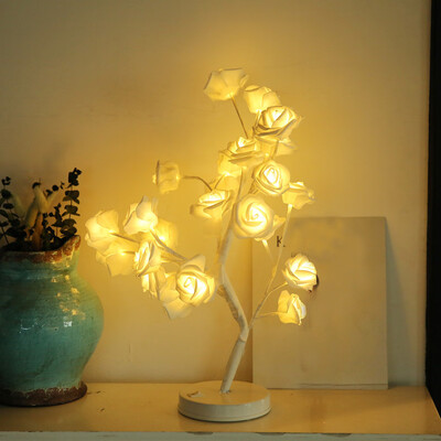 

Gobestart Rose Potted Lamp Desk Top Bonsai Tree Light With 24 LED Beads