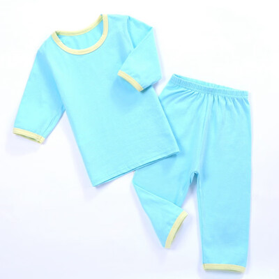 

Kids boys Girls Pajama Sets Solid Color Pajama Sets Seven-quarter Sleeve Trousers Sleepwear Home 2-12T