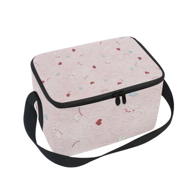 

ALAZA Lunch Box Pink Red And Teal Floral Insulated Lunch Bag Large Cooler Tote Bagfor Men Women