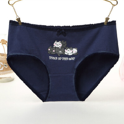

Women Mid Rise Seamless Cotton Underwear Briefs Cartoon Print Cute Lingerie Ladies Underpants