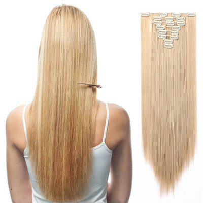 

8 PcsSet Fashion Long Curly Wavy Straight Clip In Hair Extension Sexy Heat Resistant Party Hair Natural Synthetic Hair For Women