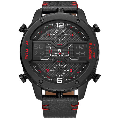 

WEIDE WH6401 Dual Display Two Movement Quartz Digital Men Watch Luminous Sports 3ATM Waterproof 53mm Big Dial Large Face Week Date