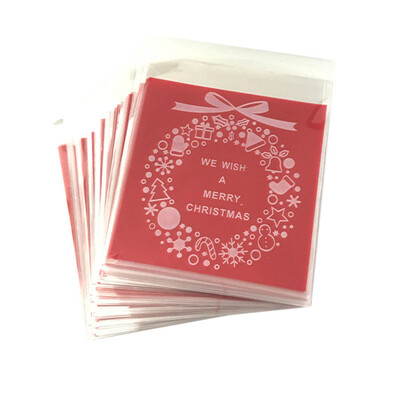 

Tailored 100PC Self Adhesive Plastic Seal Bag Cookies Candy Wrapping Bags Christmas Pouch