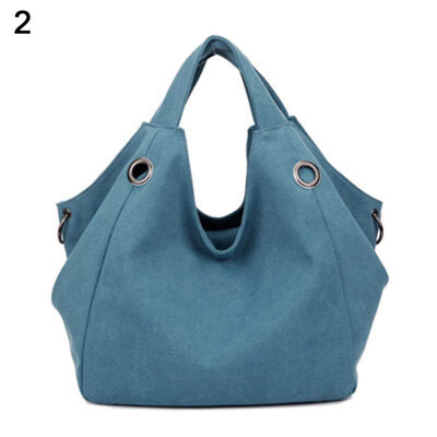 

Casual Women Large Capacity Solid Color Canvas Zipper Tote Shoulder Handbag