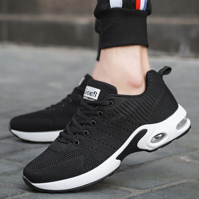 

Delocrd fashion breathable large size air cushion flying woven sports casual shoes male black 47