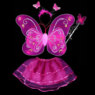

Butterfly Wing Wand Headband Tutu Skirt Cosplay Costume For Fairy Girl Kid 6475