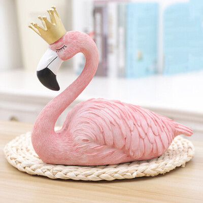 

Pink Crown Flamingo Figure Ornament King Queen Home Decor Wedding Gift Marriage atmosphere