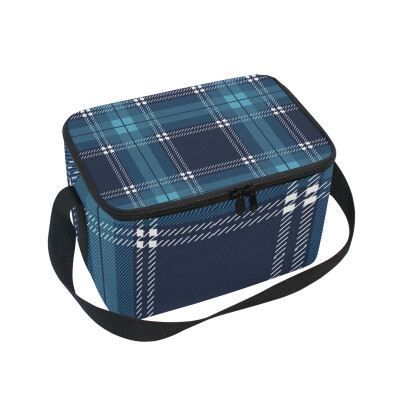 

ALAZA Lunch Box Insulated Lunch Bag Large Cooler Tote Bag Navy Lattice for Men Women Girls Boys