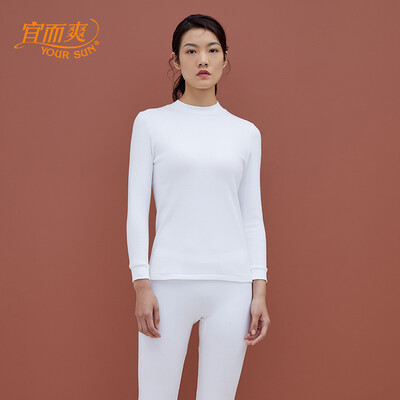 

YOUR SUN half-high collar cotton warm base underwear womens autumn clothes long trousers cotton large size thermal underwear set CW10 white  160