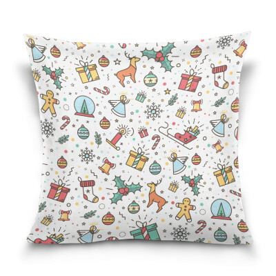 

ALAZA Throw Pillow Cover 16 X 16 inch Christmas Gift Cushion Cover with Christmas Decorations Printed Pillowcase